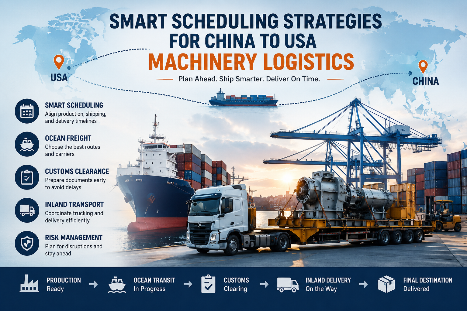 China to USA machinery logistics